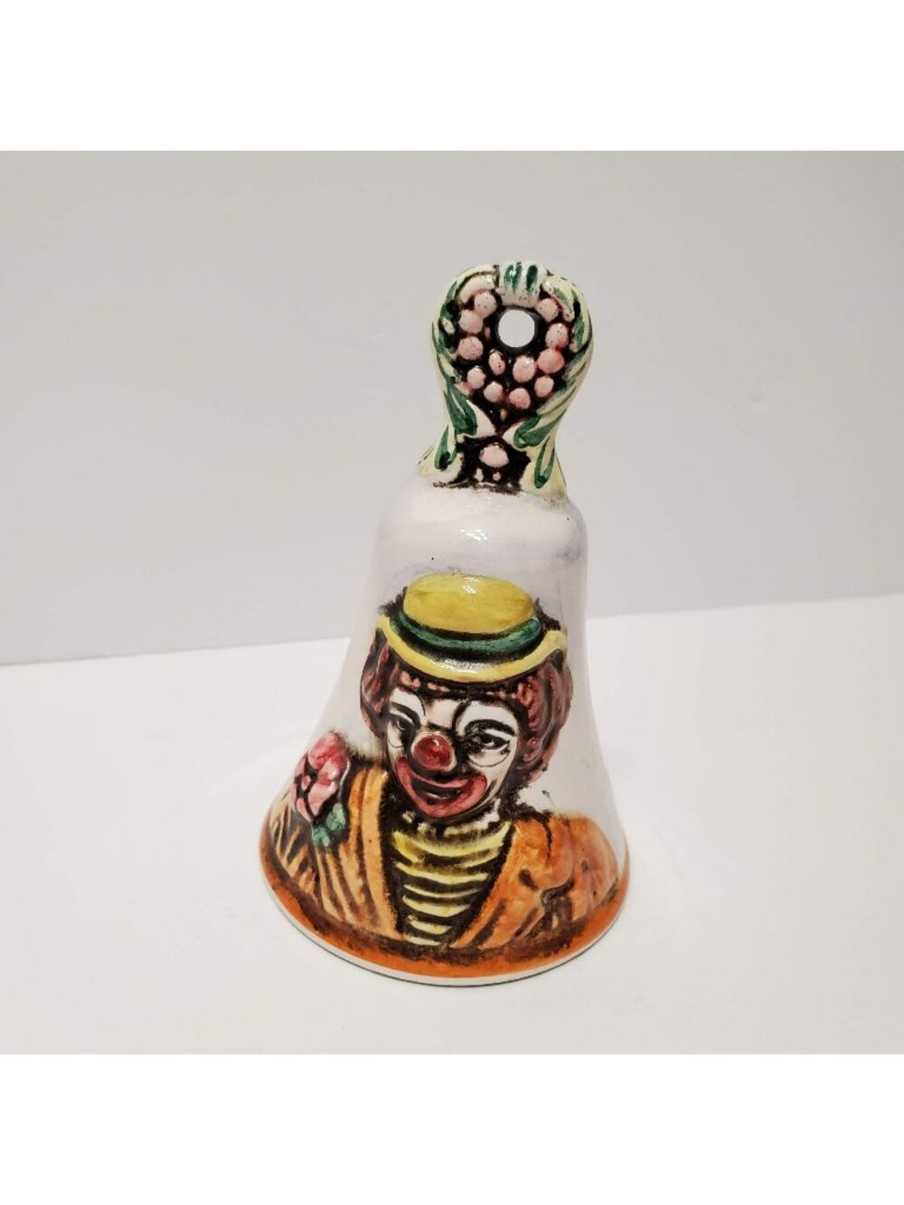 Vintage Capodimonte Italy Clown Bell KB Ceramic Hand Painted Majolica 1632/23